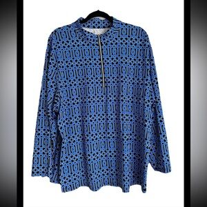 LULU B Women’s Shades Of Blue 1/4 Zip Tunic Sz 2X